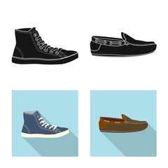 Isolated object of shoe and footwear sign. Collection of shoe and foot vector icon for stock.