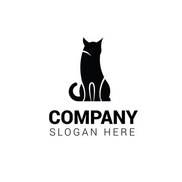 Cat sitting logo template isolated on white background