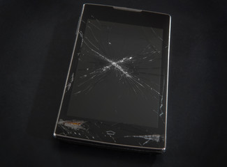 Smartphone with a broken cracked display