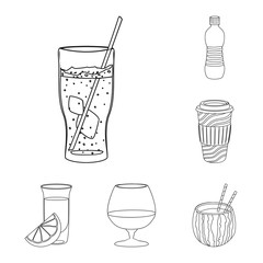 Vector illustration of drink and bar icon. Set of drink and party stock vector illustration.