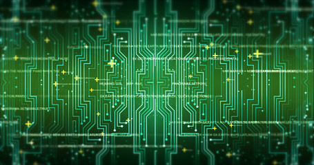 Futuristic Circuit Board Render With Bokeh Effects - Technology Related Concept