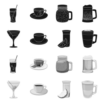 Isolated object of drink and bar logo. Collection of drink and party vector icon for stock.
