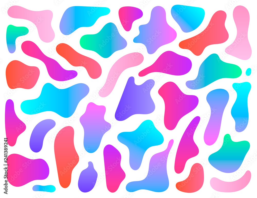 Aufkleber vector set of isolated elements in holographic chameleon color palette. modern abstract fluid paint 