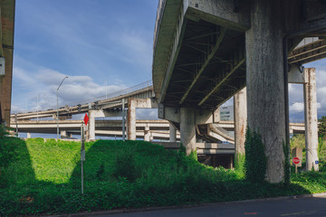 Fototapeta na wymiar Highway ramps near downtown Portland, USA