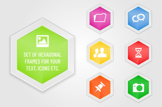 Set of hexagonal frames - modern design template