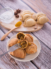 Curry puff pastry, snack curry puff, locally known as karipap