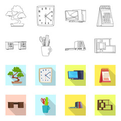 Isolated object of furniture and work icon. Set of furniture and home stock symbol for web.