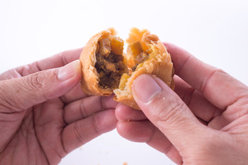 Curry puff pastry, snack curry puff, locally known as karipap