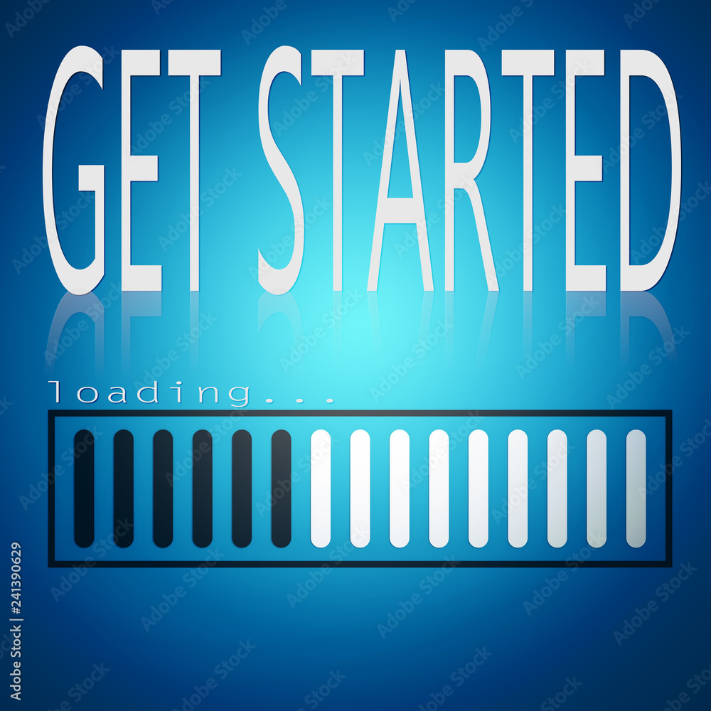 Poster Get started word with blue loading bar