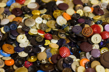 Many different buttons close up