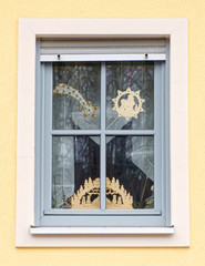 Christmas decorated house window, Germany