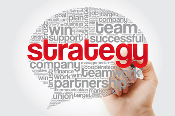 Strategy Think Bubble word cloud with marker, business concept background