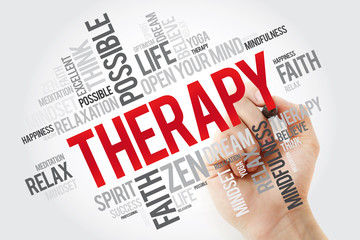 Therapy word cloud with marker, concept background
