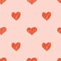 Valentine's day seamless pattern with hand - drawn hearts. Vector illustration