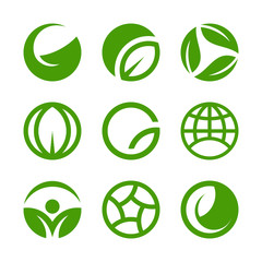 Eco food logo design, healthy organic bio product, eco friendly, vegan icons