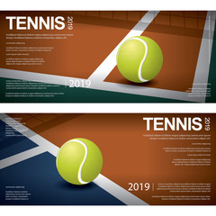 2 Banner Tennis Championship Poster Vector illustration