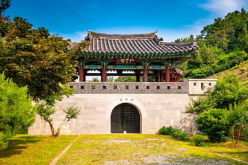 Fototapeta na wymiar Jakwongwan Castle is located in Samgnangjin