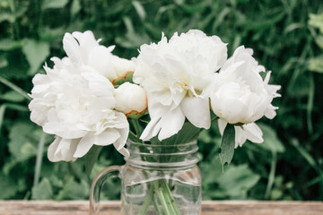 white peonies, valentine's day, mother's day, spring