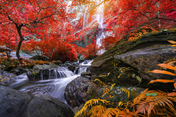 Khlong Lan waterfall is a beautiful Waterfalls in the rain forest jungle Thailand