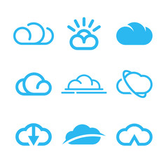 Cloud icons, cloud computing, weather symbols
