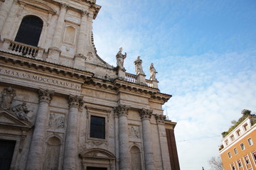 Fototapeta na wymiar Rome - The baroque portal of church Basilica di Sant Andrea della Valle