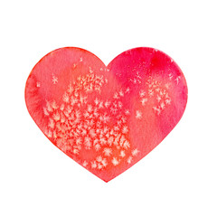 Watercolor red heart isolated on white background