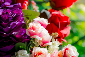 Fototapeta na wymiar Beautiful rose of artificial flowers, Artificial Pastel rose flowers