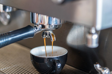 coffee machine making espresso in a cafe