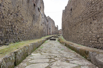 Fototapeta na wymiar Old ancient city village town stone rocks street of Italian Pompei