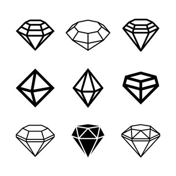 Vector diamonds, brilliants, gems, stones. Jewelry icon and logo design graphics