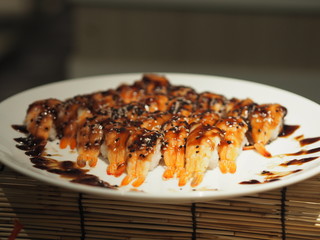 Cooked sushi with shrimp delicious food Ebi Nigiri