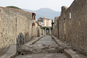 Fototapeta na wymiar Old ancient city village town stone rocks street of Pompei