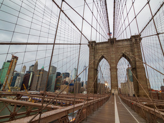 Brooklyn bridge at day time, Manhattan view