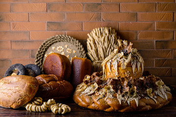 Ukrainian national traditional bread Karavay