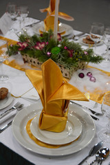 The table set for christmas dinner