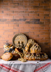 Ukrainian national traditional bread Karavay