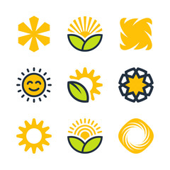Obraz premium Sun and solar energy vector logo design graphics and icons