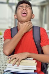 Asian Boy Student Choking