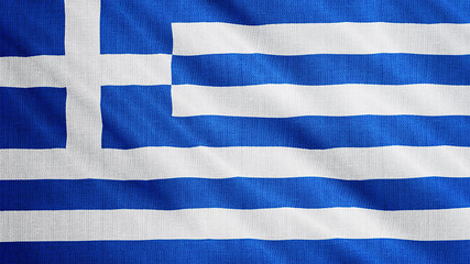 Greece flag is waving 3D illustration. Symbol of Greek, Hellas national on fabric cloth 3D rendering in full perspective.
