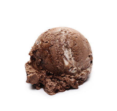 Chocolate Ice Cream Ball Isolated On White Background