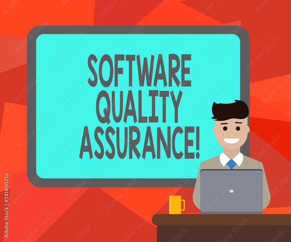 Poster word writing text software quality assurance. business concept for ensuring quality in software engi