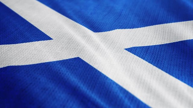 Scotland flag is waving 3D illustration. Symbol of Scotish national on fabric cloth 3D rendering in full perspective.