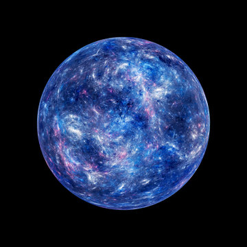 Fototapeta Blue glowing mysterious exoplanet isolated on black