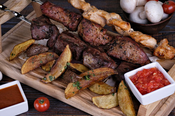 grilled meat and vegetables