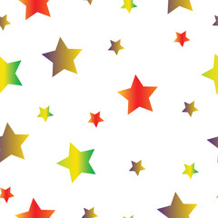 seamless pattern with stars vector in orange yellow and brown colors isolated on white background