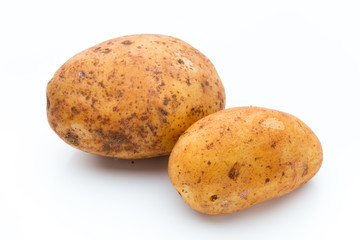 Fototapeta premium A bio russet potato isolated white background.