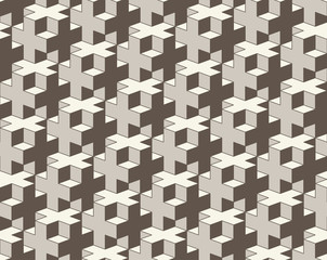 Vector seamless geometric pattern. 3D cross tiling Abstract Background