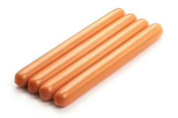 Fresh Sausages, close-up, isolated on a white background