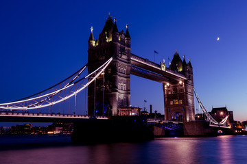 Tower Bridge London city skyline River Thames sunset night