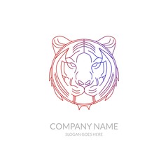 Animal Nature Farm Agriculture Business Company Stock Vector Logo Design Tiger Glow Blue Red Template